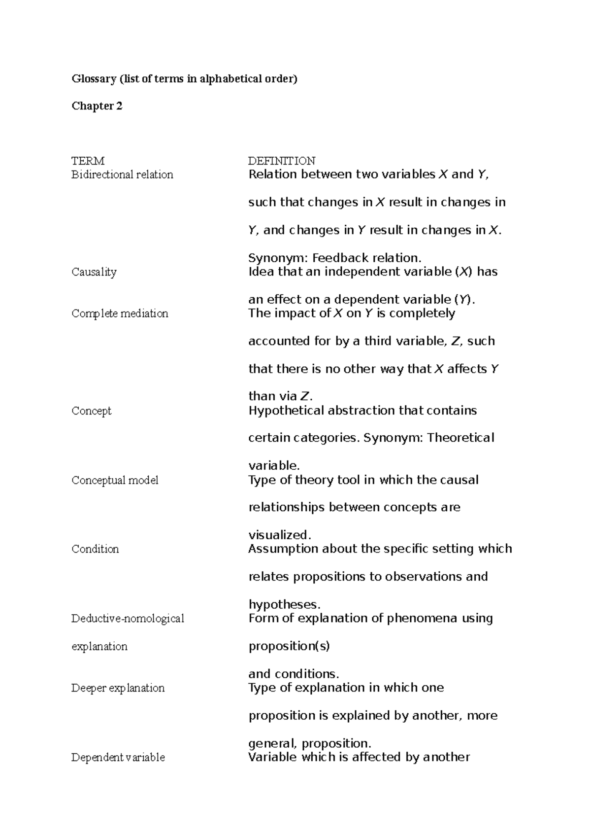 Chapter2Glossary Nyckelord kap 2 Glossary (list of terms in