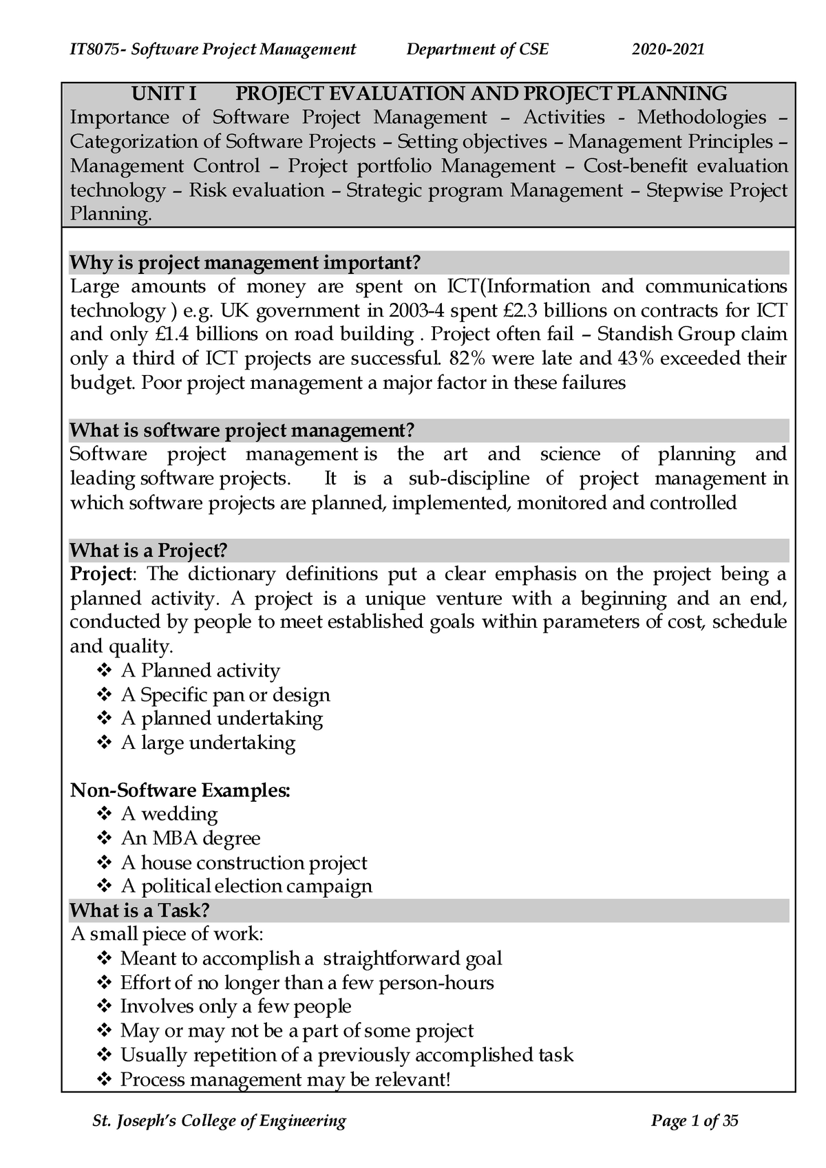 Spm unit 1 notes - Software project management - UNIT I PROJECT ...