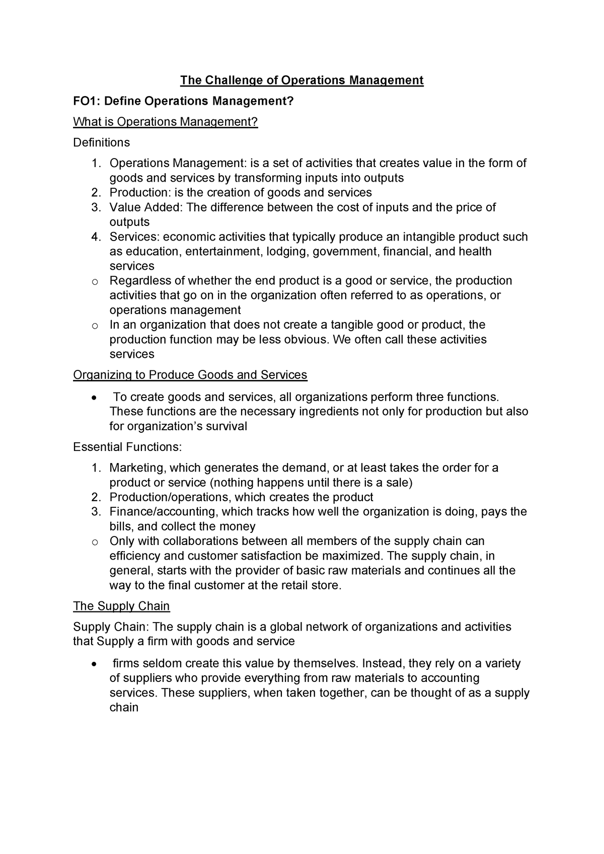 GMS401 Module 1 - Chanllenges Of Operations Management - The Challenge ...