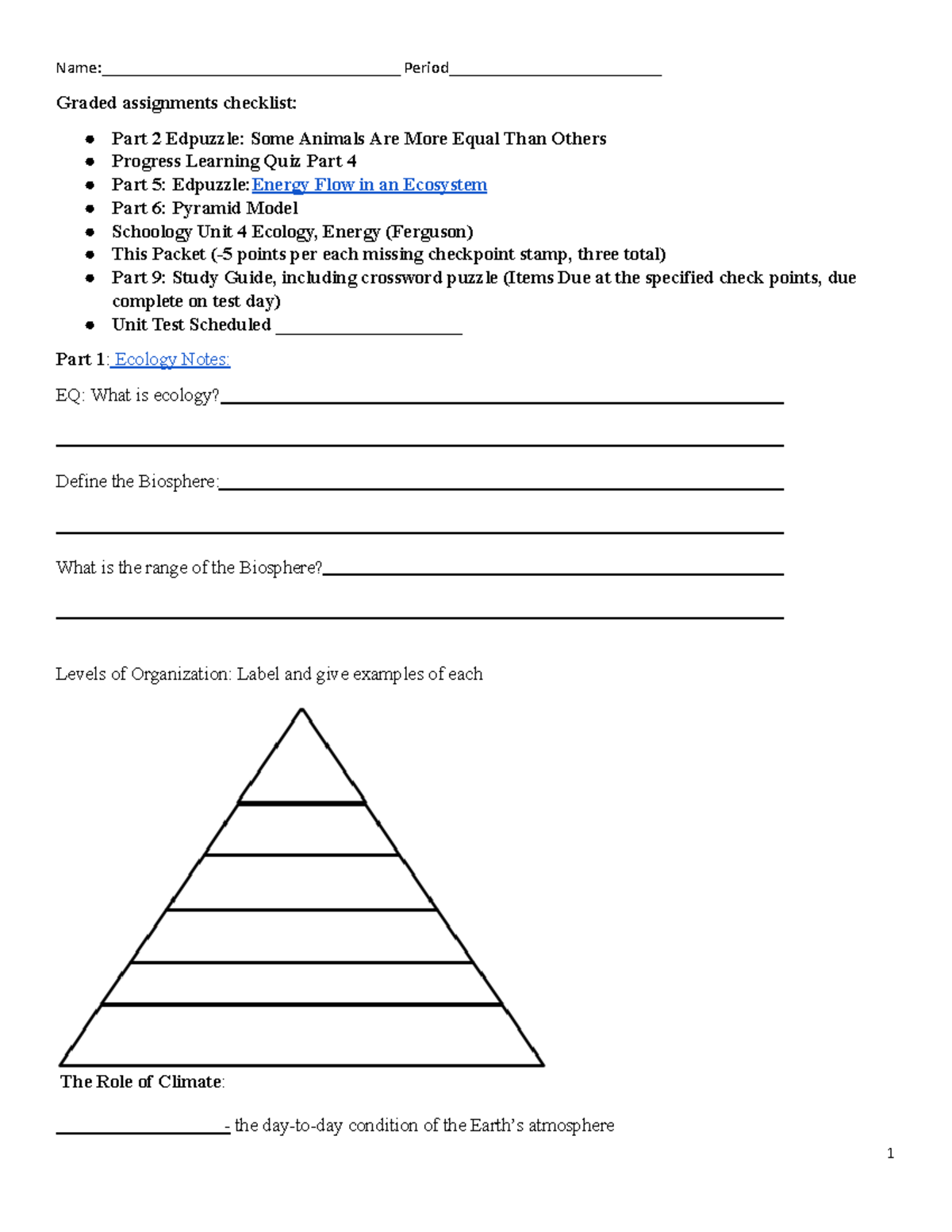 Unit Packet B4 Energy & Cycles With New Study Guide - Graded ...