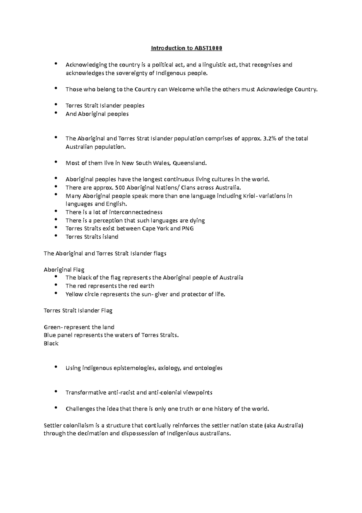 Introduction to ABST1000 - Introduction to ABST Acknowledging the ...