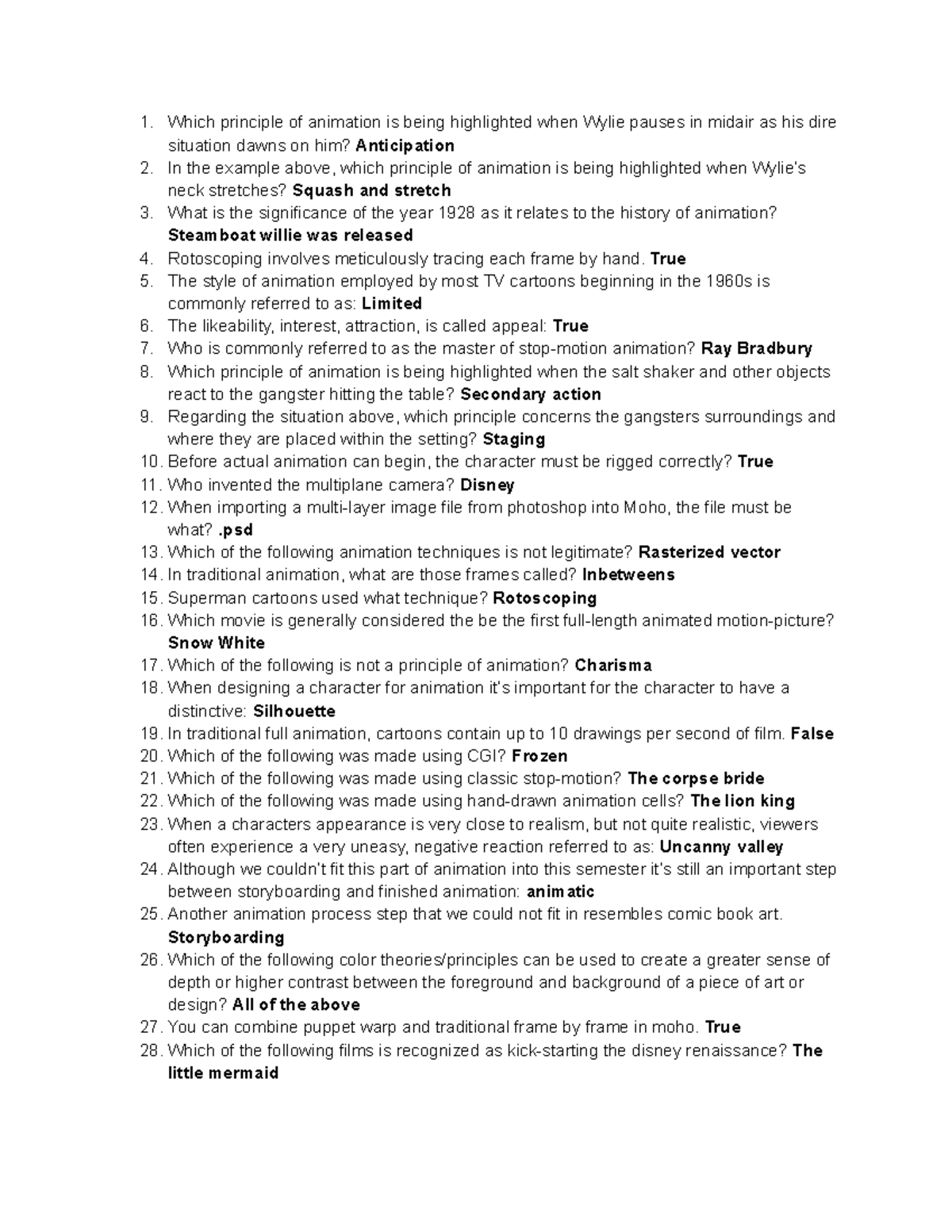Final Notes - Which principle of animation is being highlighted when ...