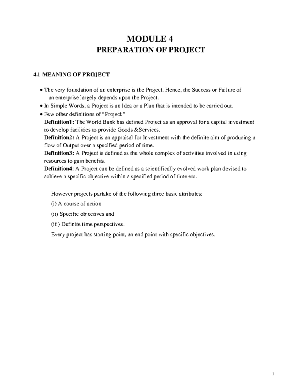 ME all module notes module-1,2,3,4,5 - MODULE 4 PREPARATION OF PROJECT ...