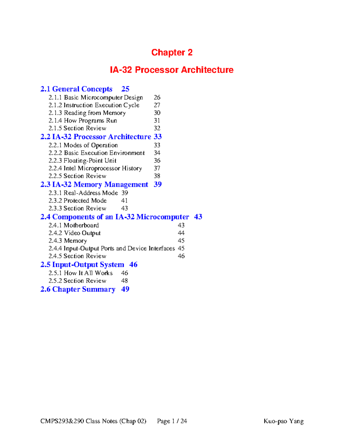 CMPS293&290Class Notes Chap 02 - IA-32 Processor Architecture ...