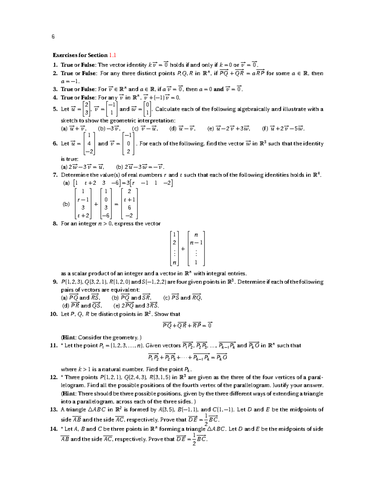 Exercise-1 - dsadsa - 6 Exercises for Section 1. True or False: The ...