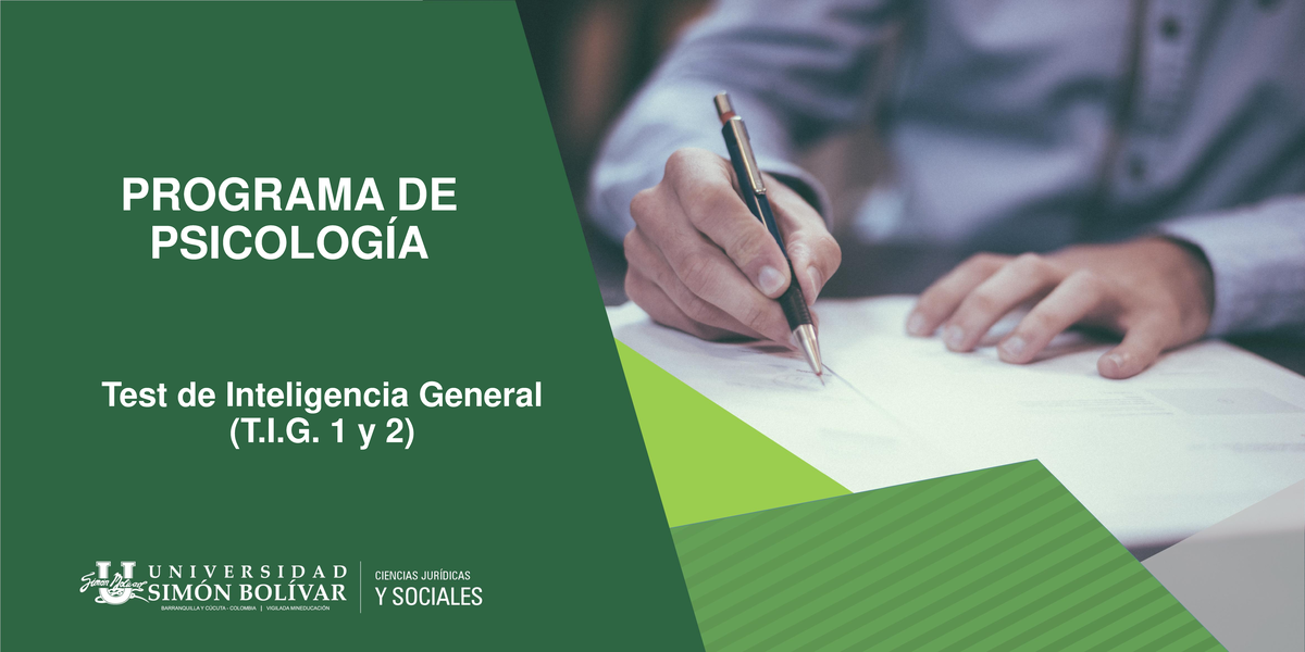 Presentación Institucional TIG 1 y 2 - PROGRAMA DE PSICOLOGÍA Test de