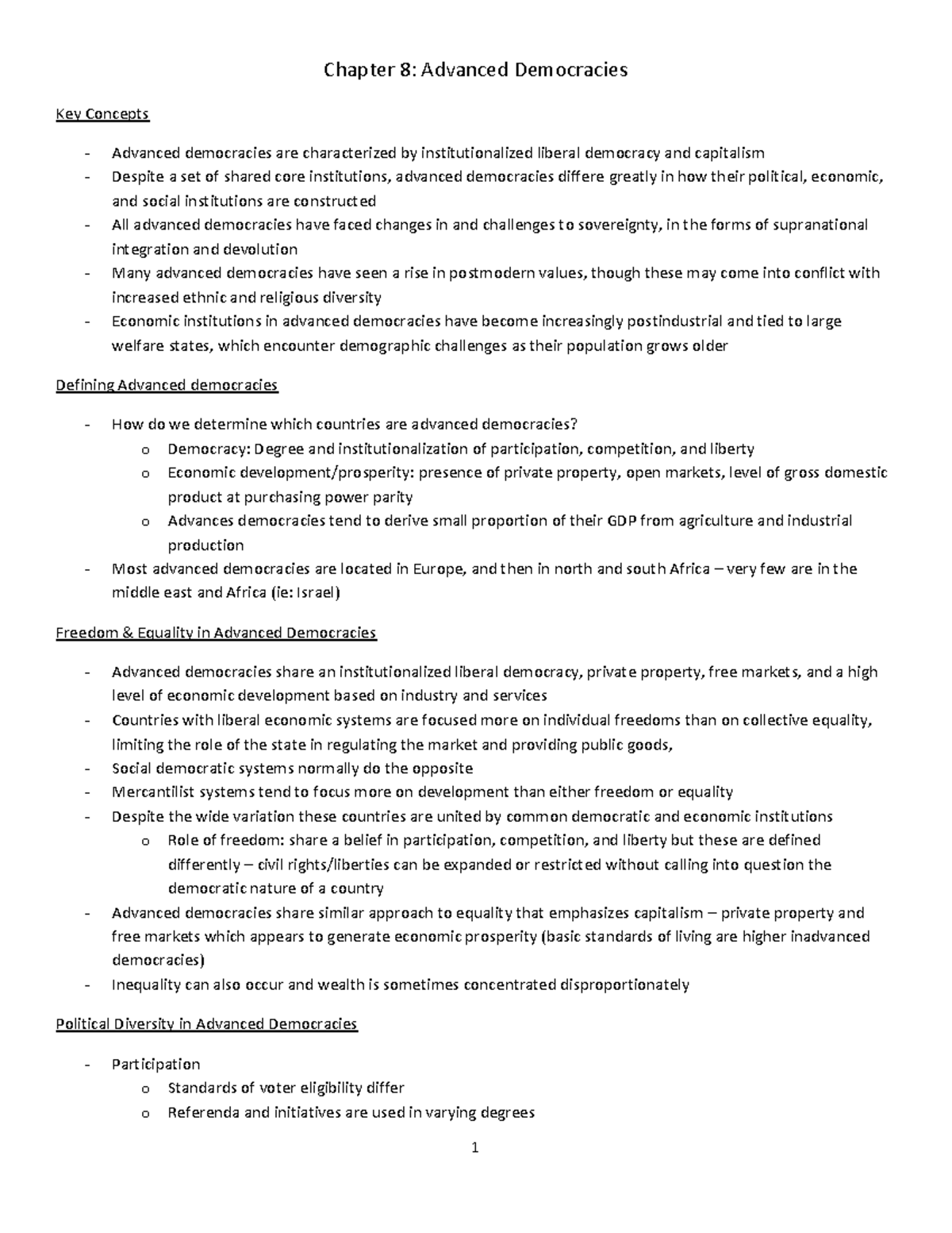 Summary Essentials of Comparative Politics - chapters 8-11 - 1 Chapter ...
