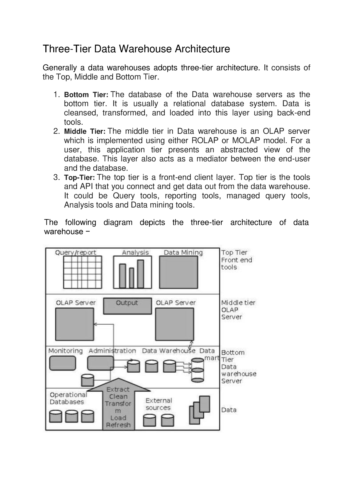 Data Warehouse Architecture And Its Components Three Tier Data Warehouse Architecture 3828