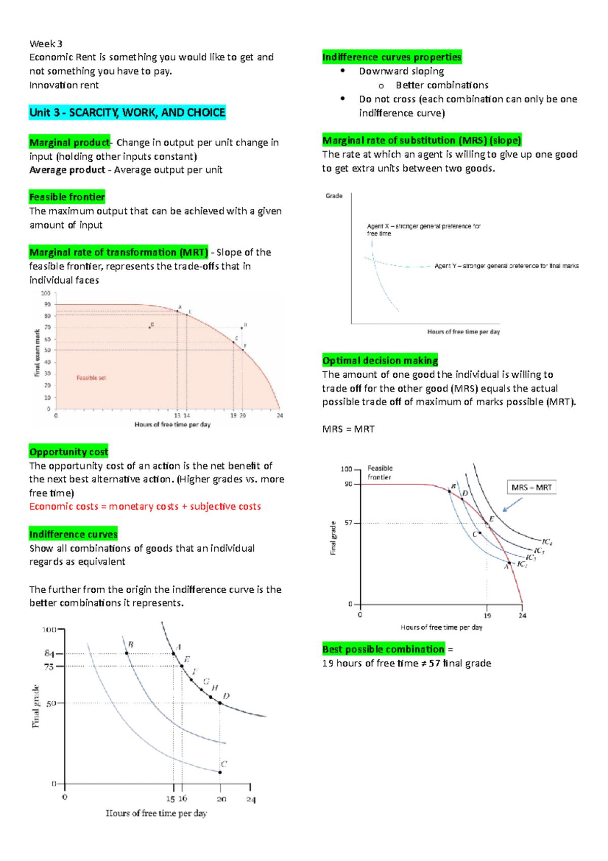 Week 3- ECON NOTES REVISED - Week 3 Economic Rent is something you ...