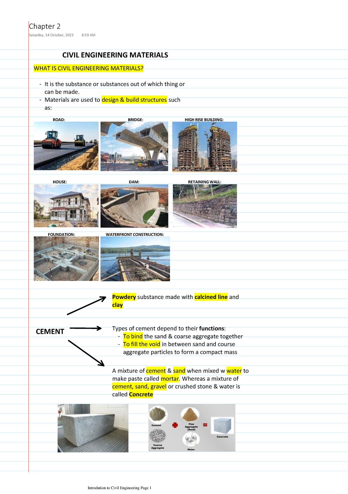 assignment civil engineering materials