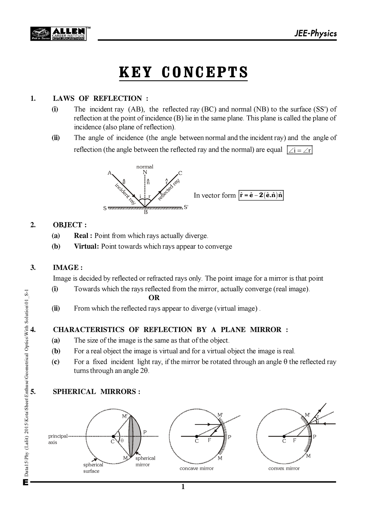 Phy Geometrical Optics - E Რ Data15\Phy (Lalit) 2015\Kota\Sheet\Enthuse ...