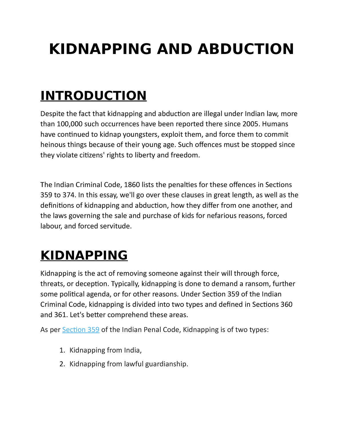 a kidnapping attempt essay