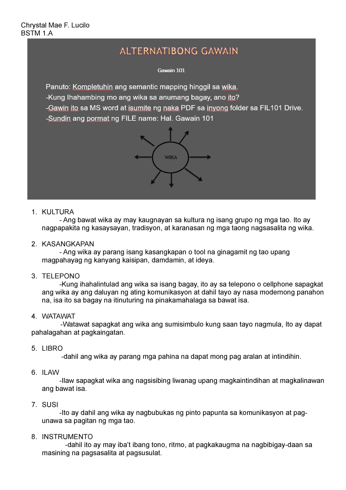 Gawain 101 - Filipino Lecture - Chrystal Mae F. Lucilo BSTM 1 1 ...