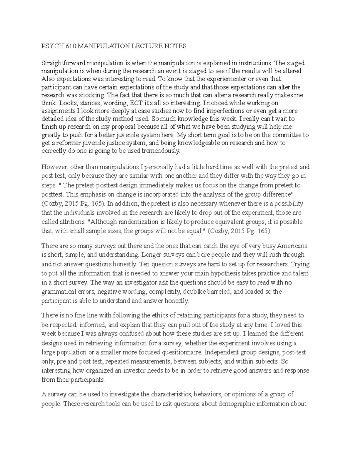 PSYCH 610 Manipulation Lecture Notes PSYCH 610 MANIPULATION LECTURE