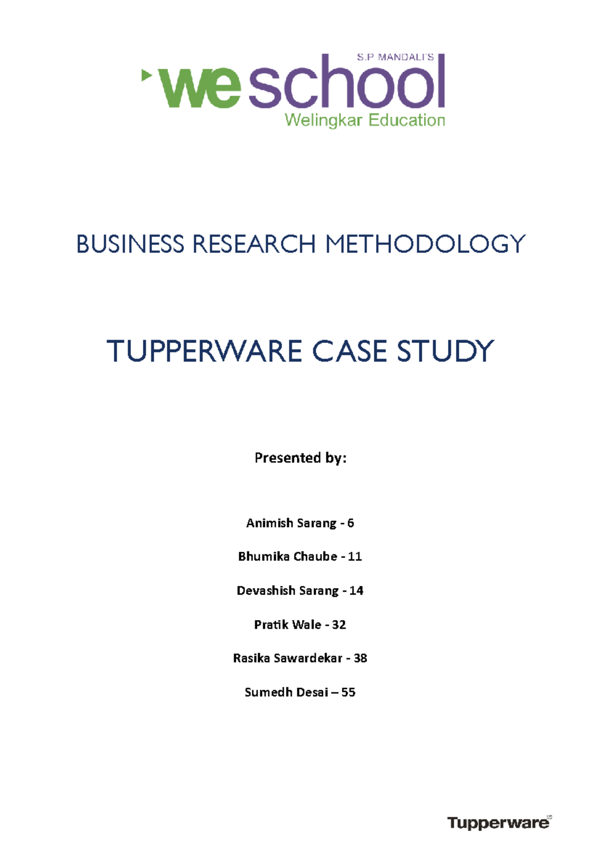 Business Research Methods case - Tupperware - BUSINESS RESEARCH ...