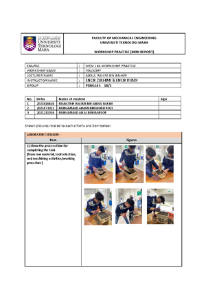 1. Fitting LAB Sheet MEM160 V1 - CENTER FOR MECHANICAL ENGINEERING ...