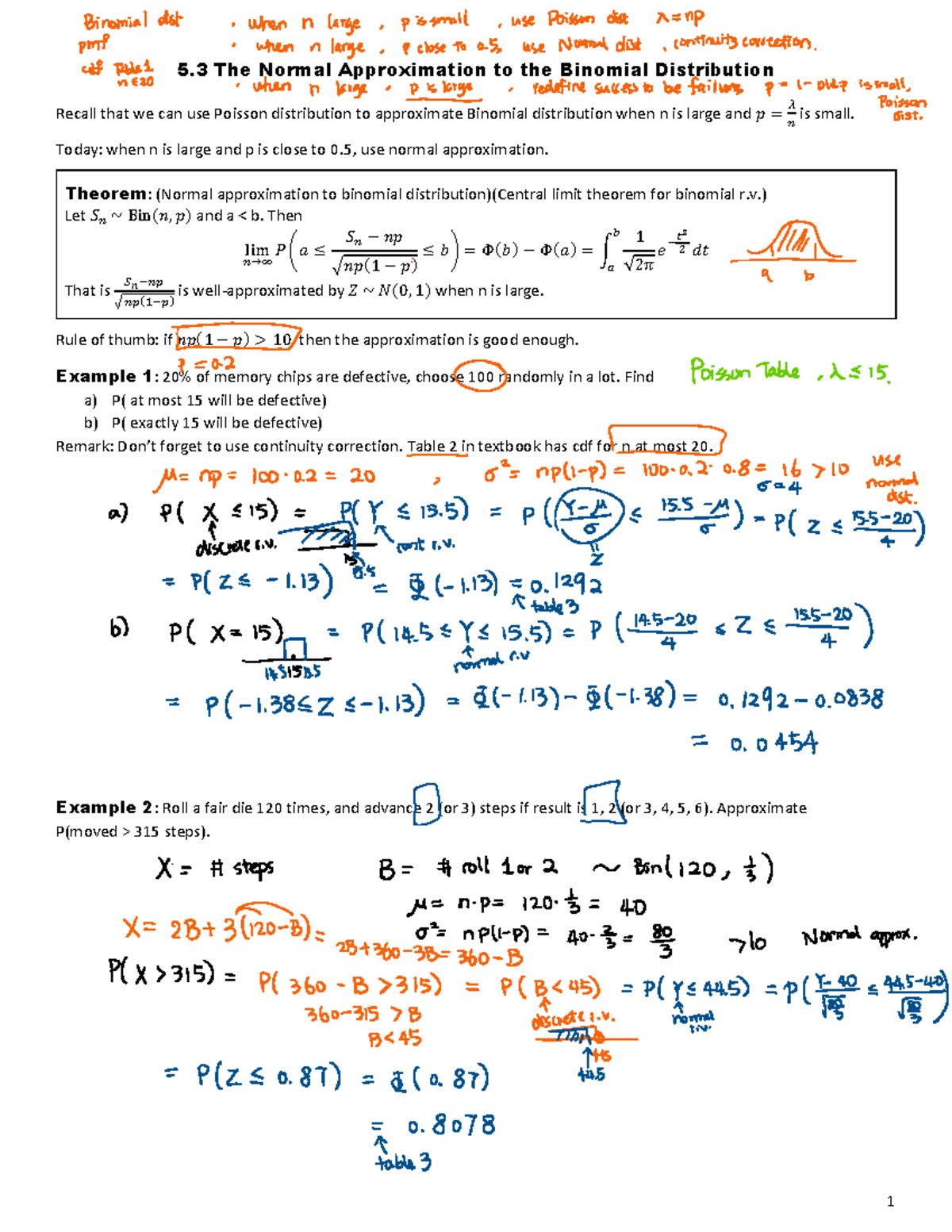 5.3 uniform, gamma dist with answers - 5 The Normal Approximation to ...