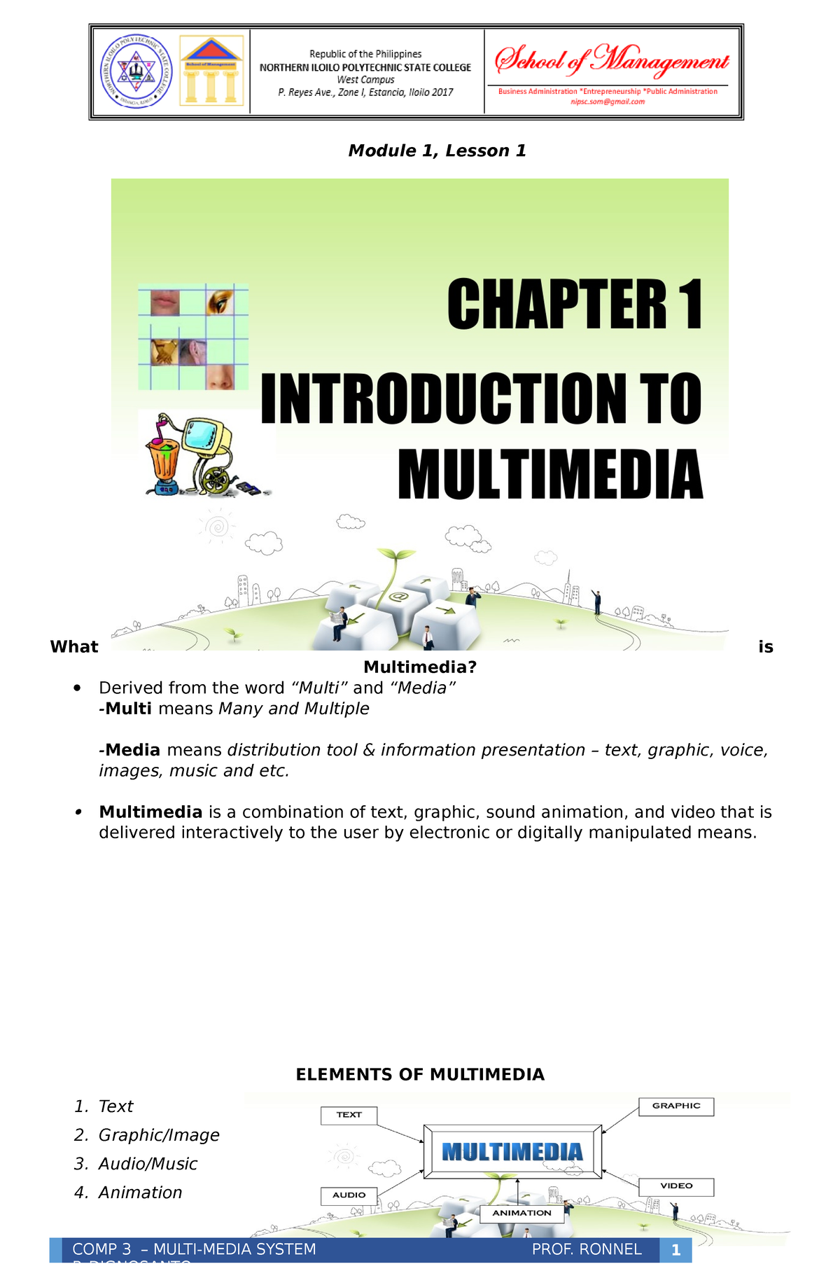 Module 1, Lesson 1 COMP3 - Module 1, Lesson 1 What Is Multimedia ...