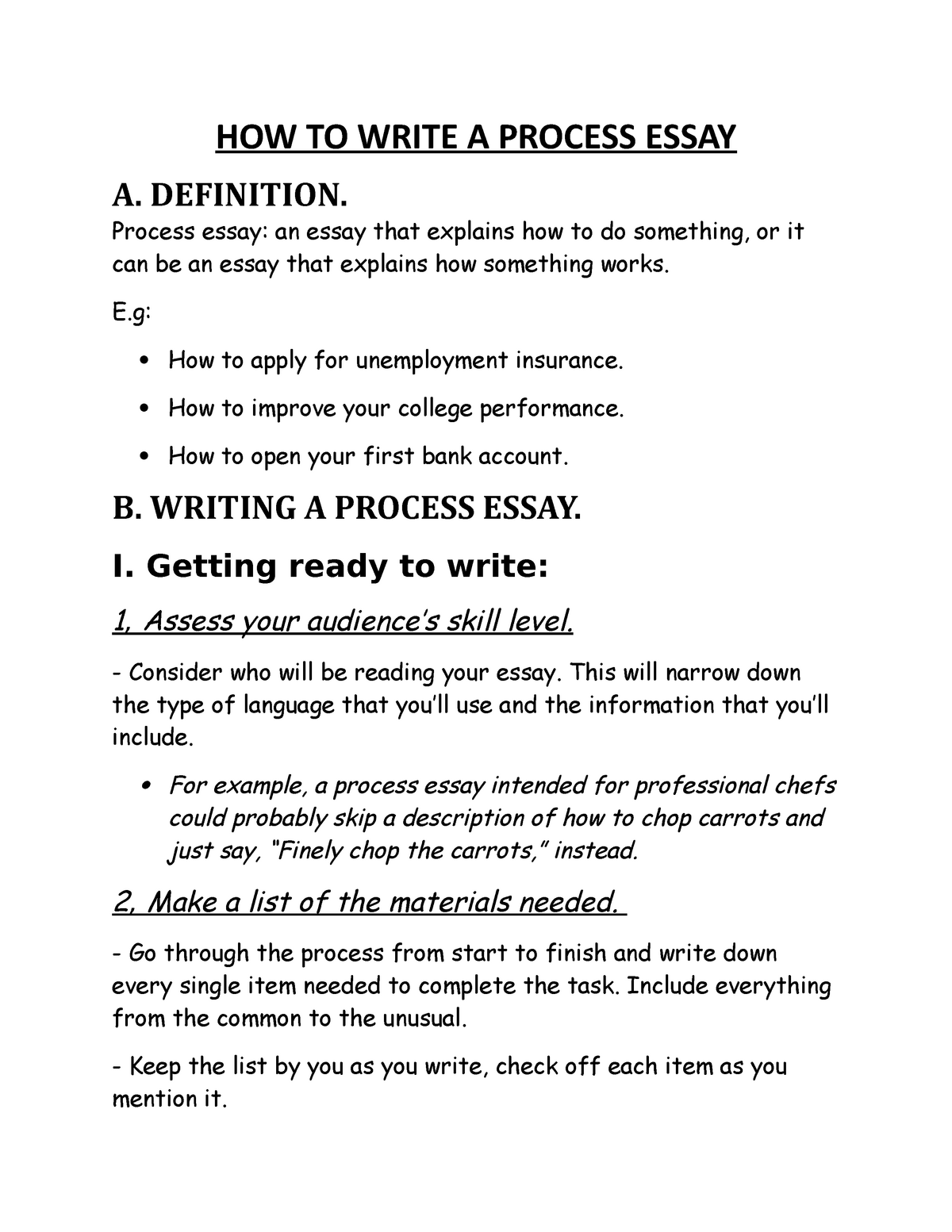 define process essay