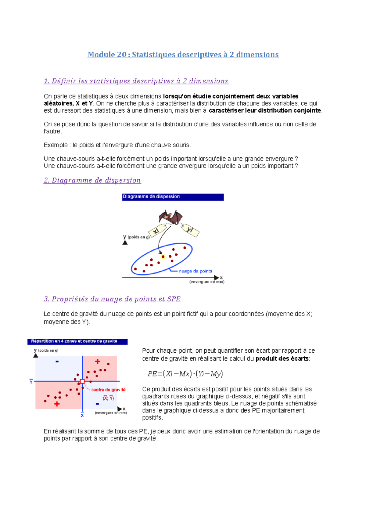 Module 20 Stats descriptives à 2D Module 20 Statistiques descriptives à 2 dimensions 1