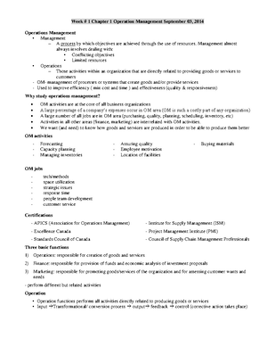 CGMS 401 - Midterm Notes - Chapter 1: The Challenge of Operations ...