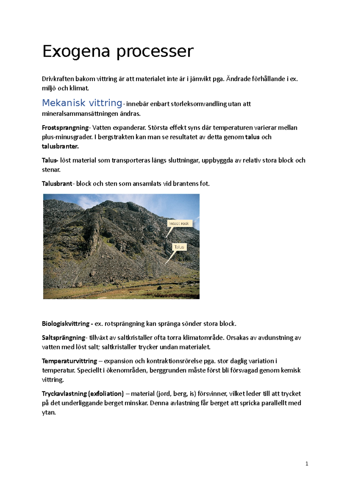 Exogena processer - Sammanfattningar - Exogena processer Drivkraften ...
