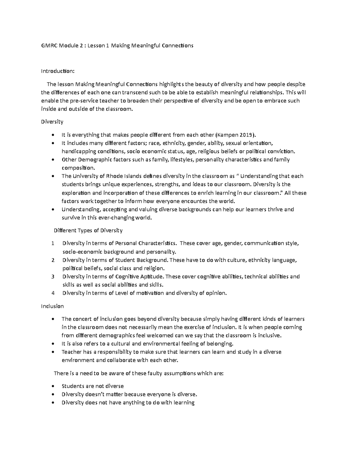 Abstract in GMRC Module 2 Lesson 1 Making Meaningful Connections GMRC