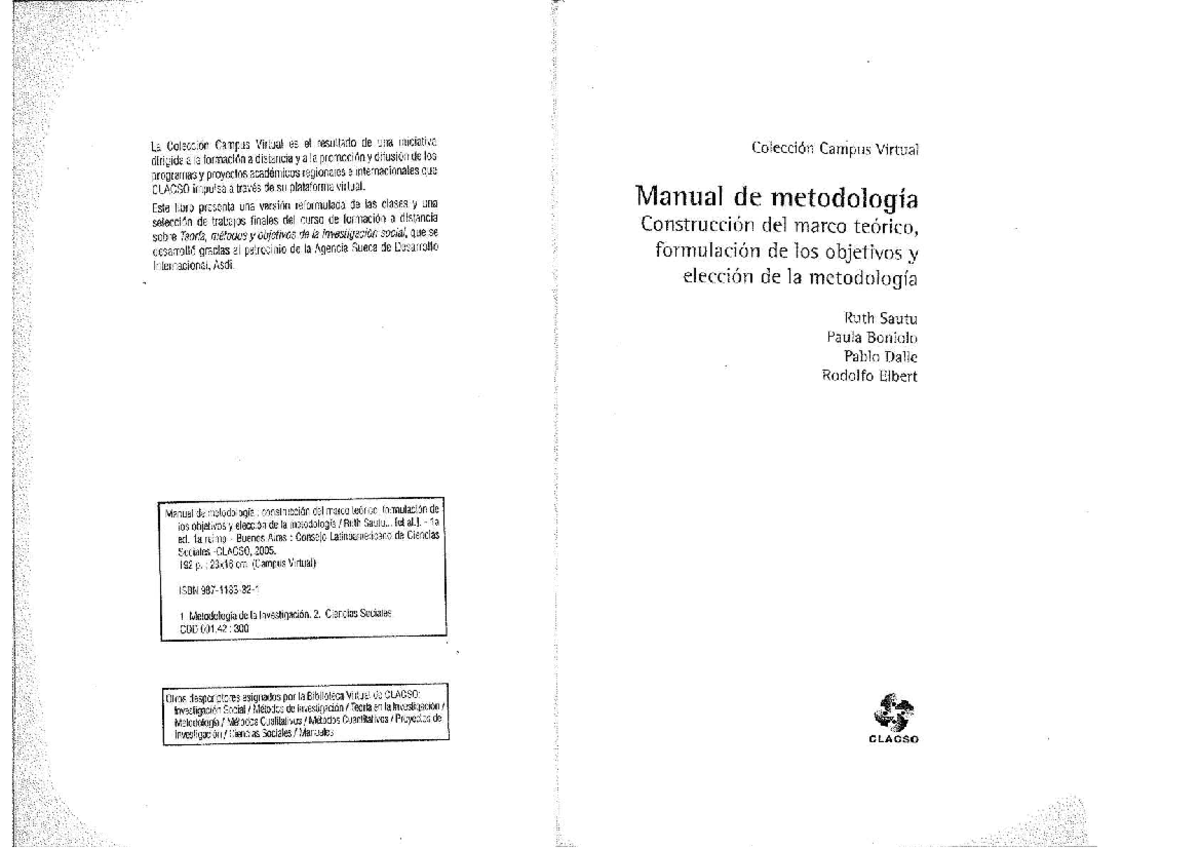 Sautu, R - Manual de metodologia - Los supuestos de la investigación