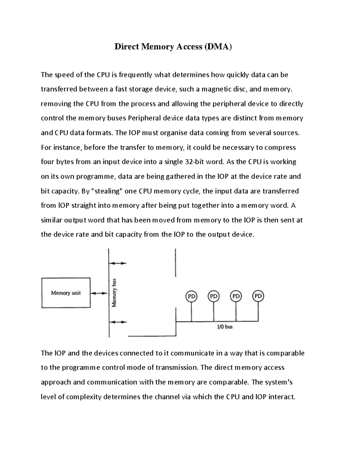 Direct Memory Access - removing the CPU from the process and allowing ...