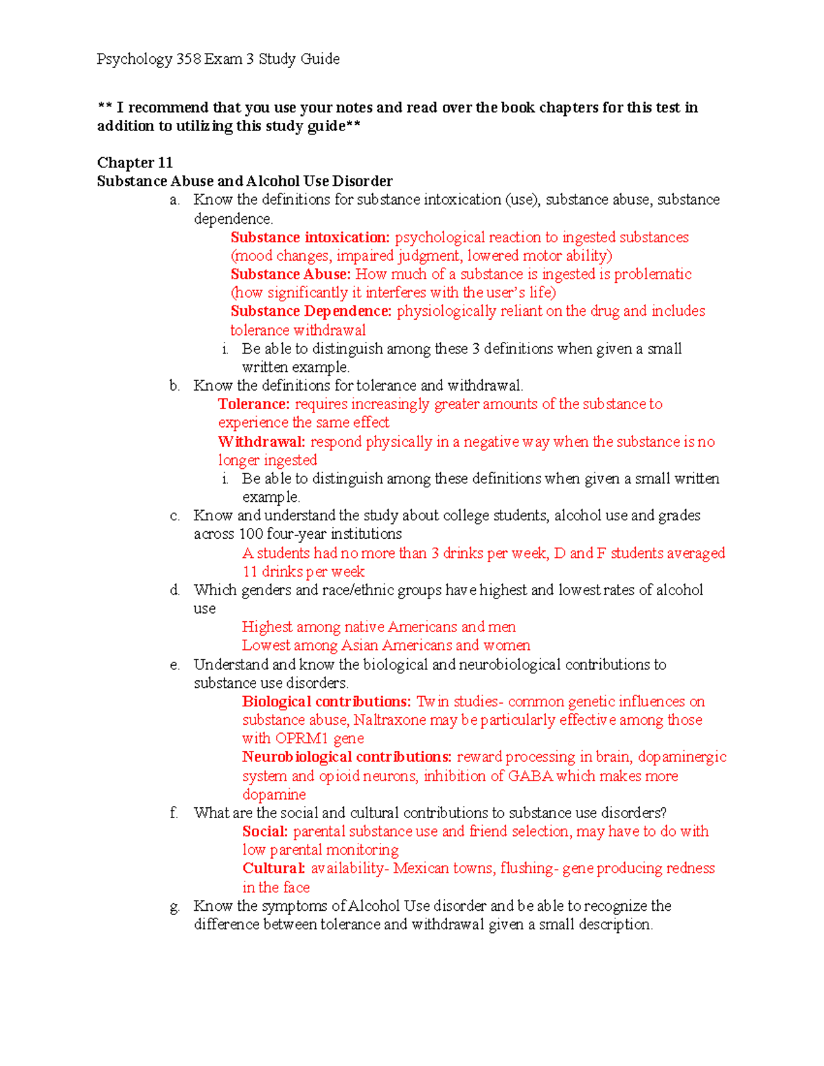 PY 358 Exam 3 Study Guide - Psychology 358 Exam 3 Study Guide I ...