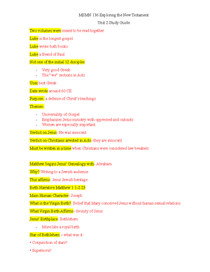 NT Week 1 Study Guide - week 1 lecture notes - MSMN 136 – Exploring the ...