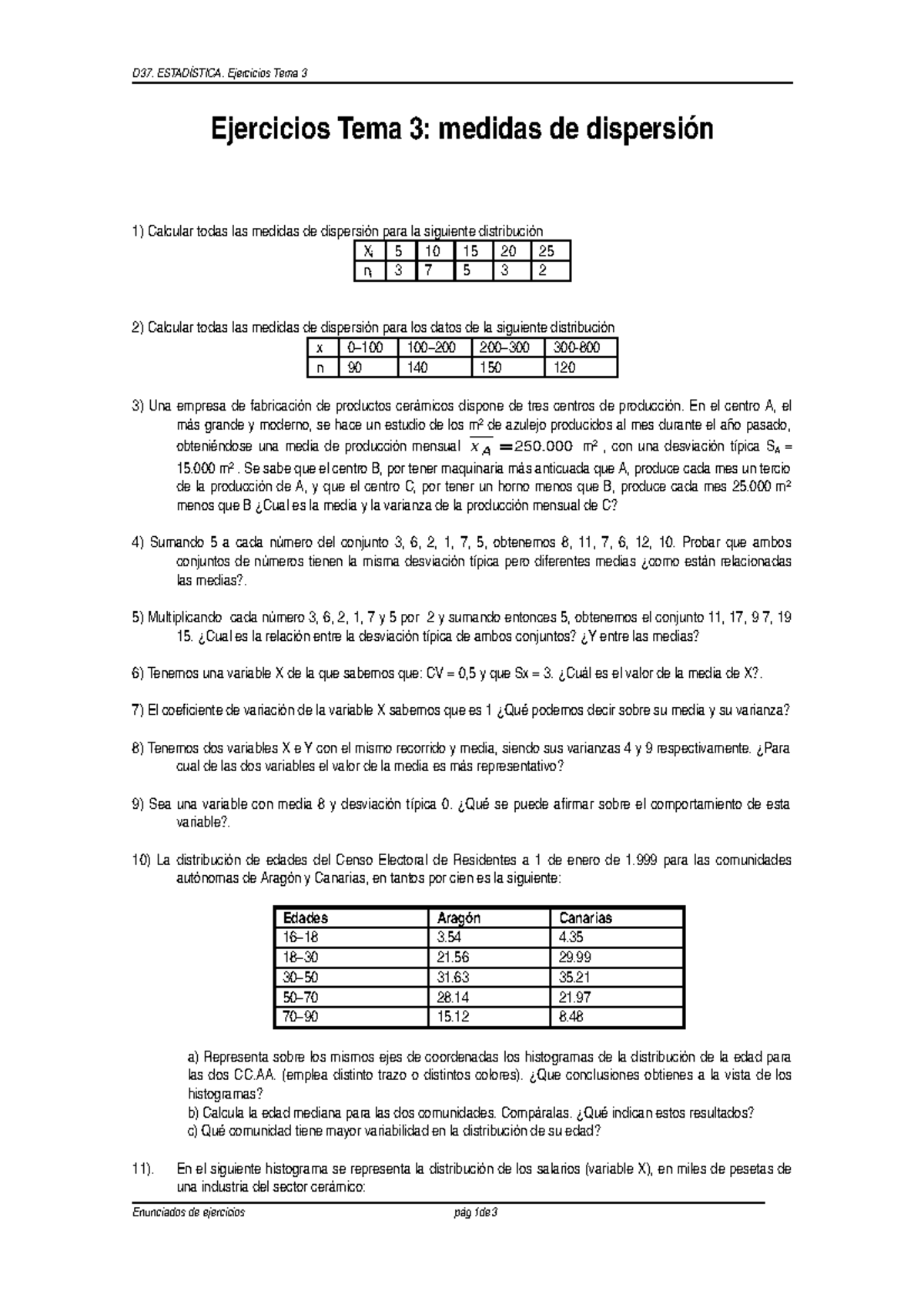 Ejer Tema3 D37 D37 Estad Stica Ejercicios Tema Ejercicios Tema Medidas De Studocu
