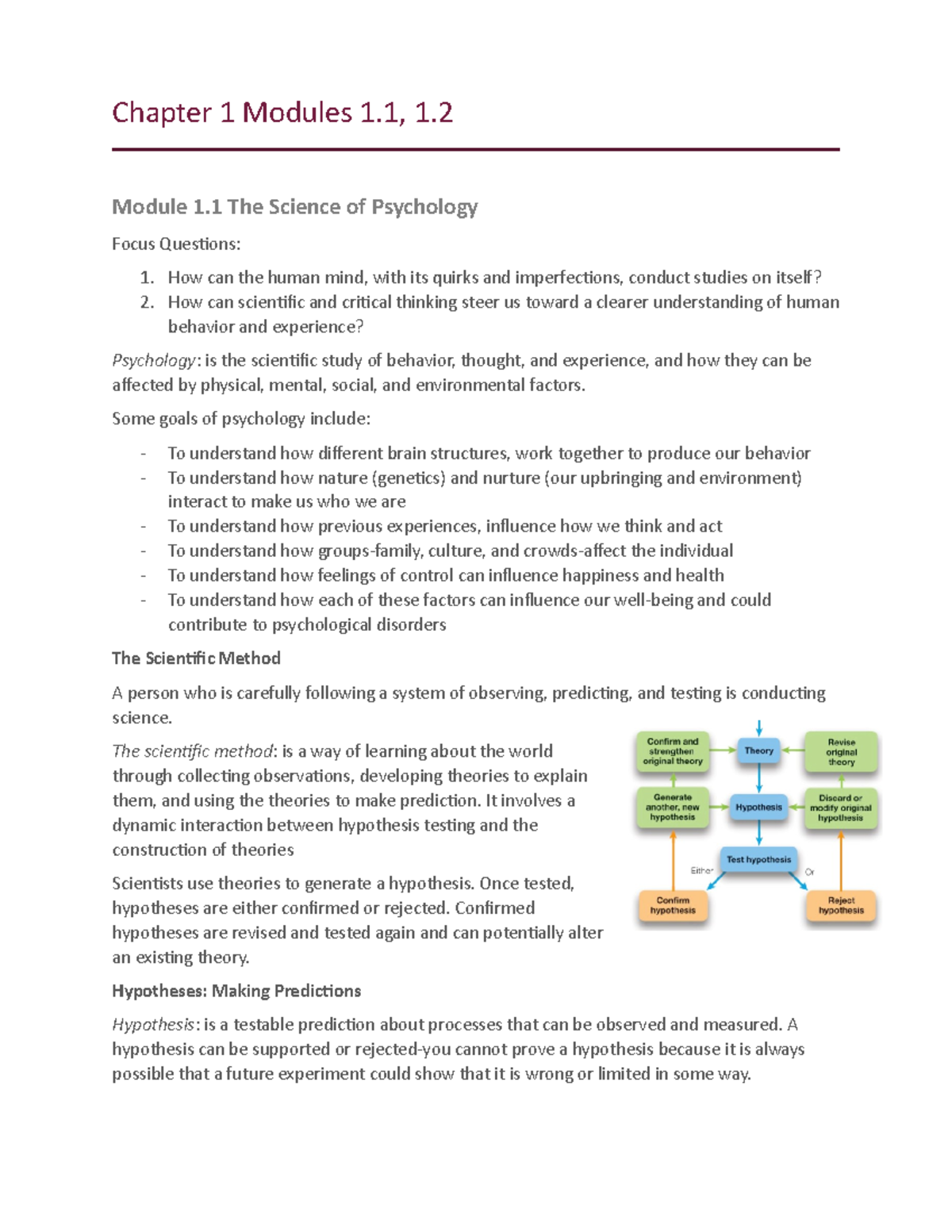 Chapter 1 Modules 1 - Psych 1000 DE - Chapter 1 Modules 1, 1. Module 1 ...