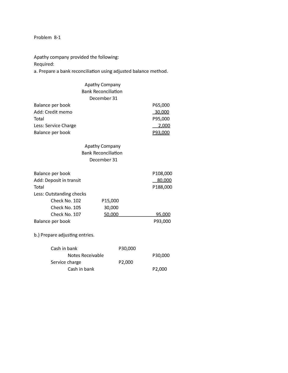 Intermediate Accounting By Valix - Bank Reconciliation - Problem 8 ...