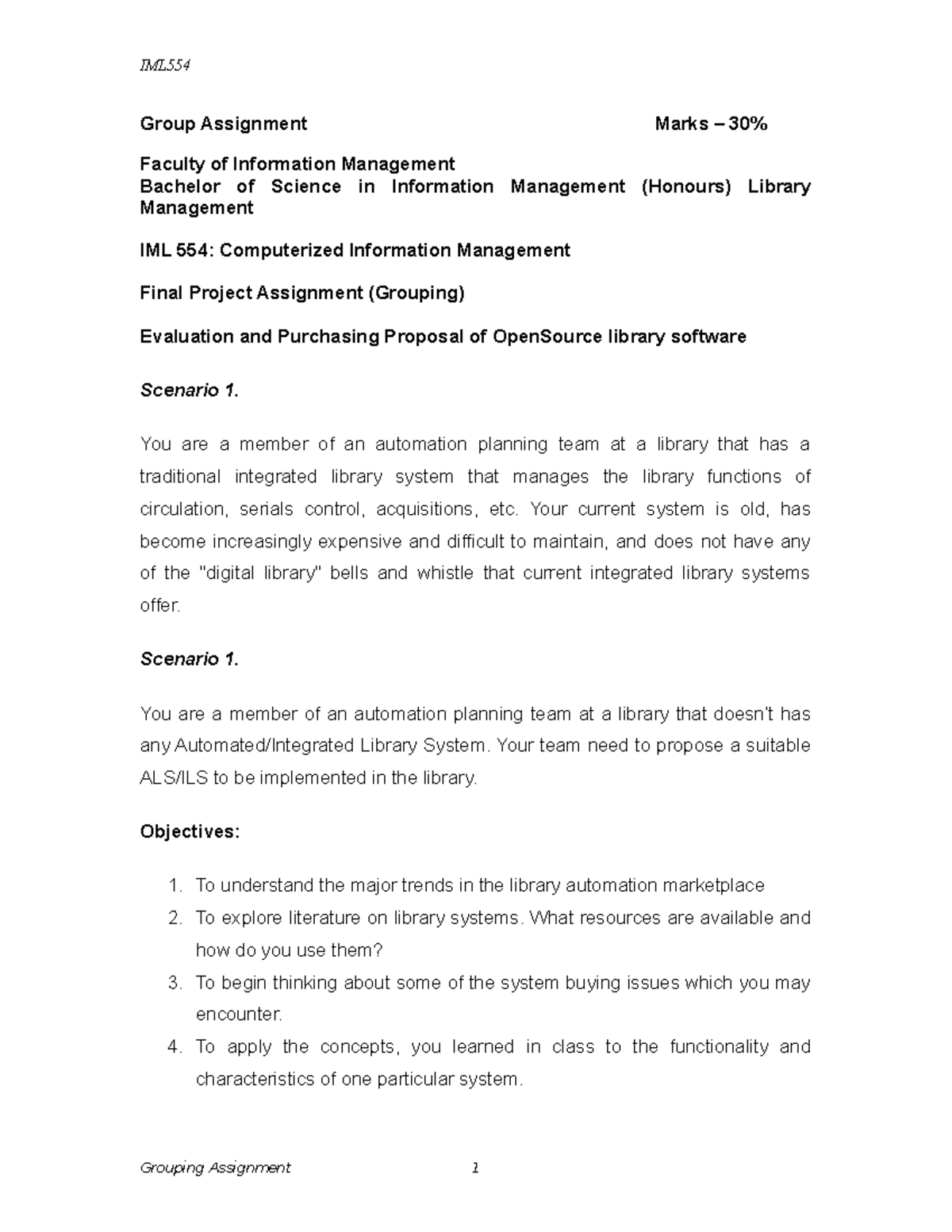 IML554 Final Assignment (Grouping) - Group Assignment Marks – 30% ...
