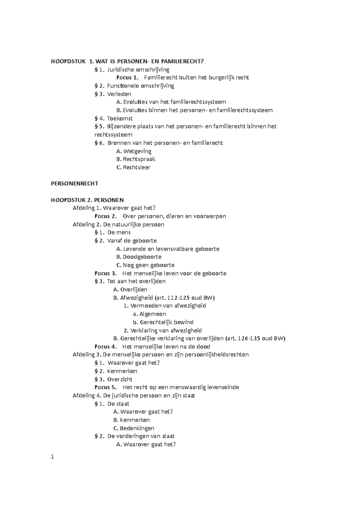 Inhoudsopgave - Iets - HOOFDSTUK 1. WAT IS PERSONEN- EN FAMILIERECHT ...