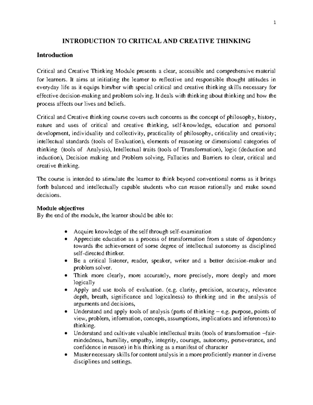 gst 203 introduction to logic and critical thinking