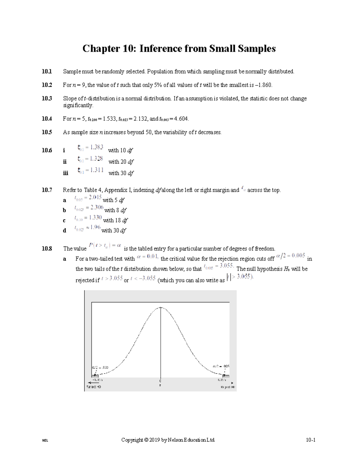 Solution-exercises 10 - Chapter 10: Inference From Small Samples 10 ...