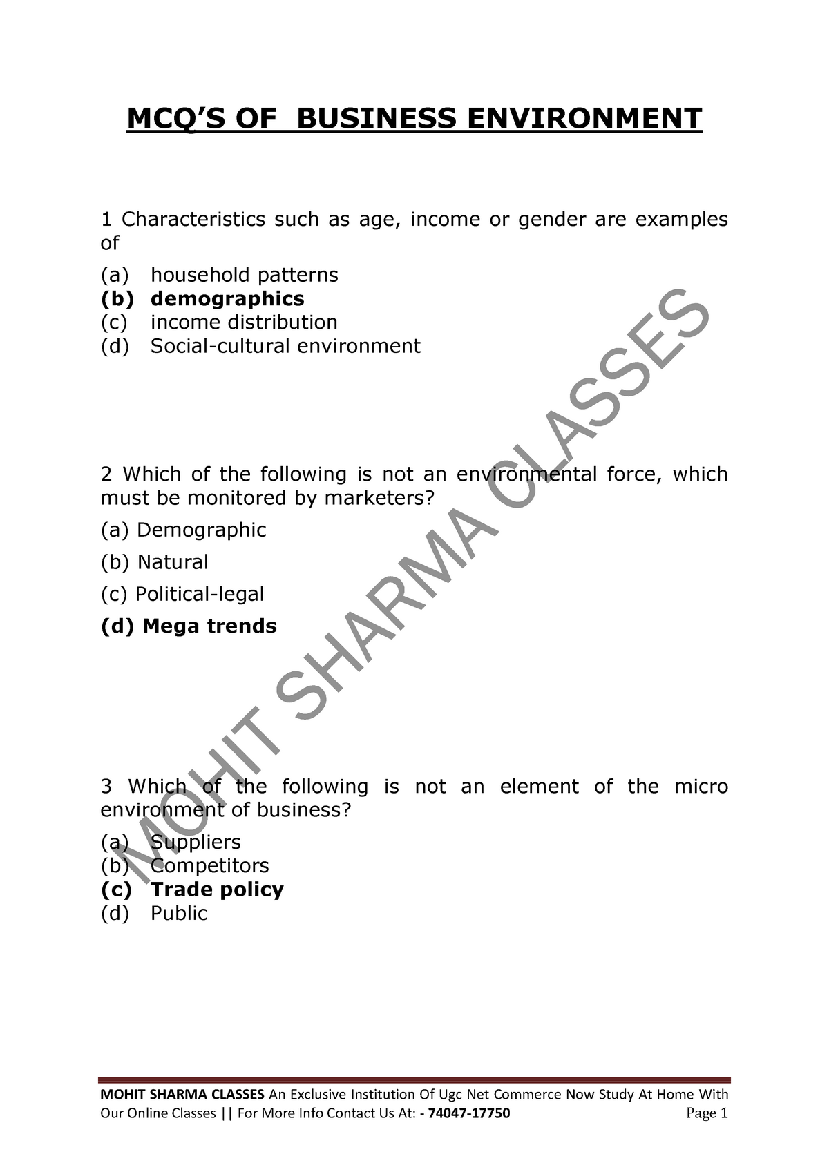 Business Environment Mcq - Warning: TT: Undefined Function: 32 MOHIT ...