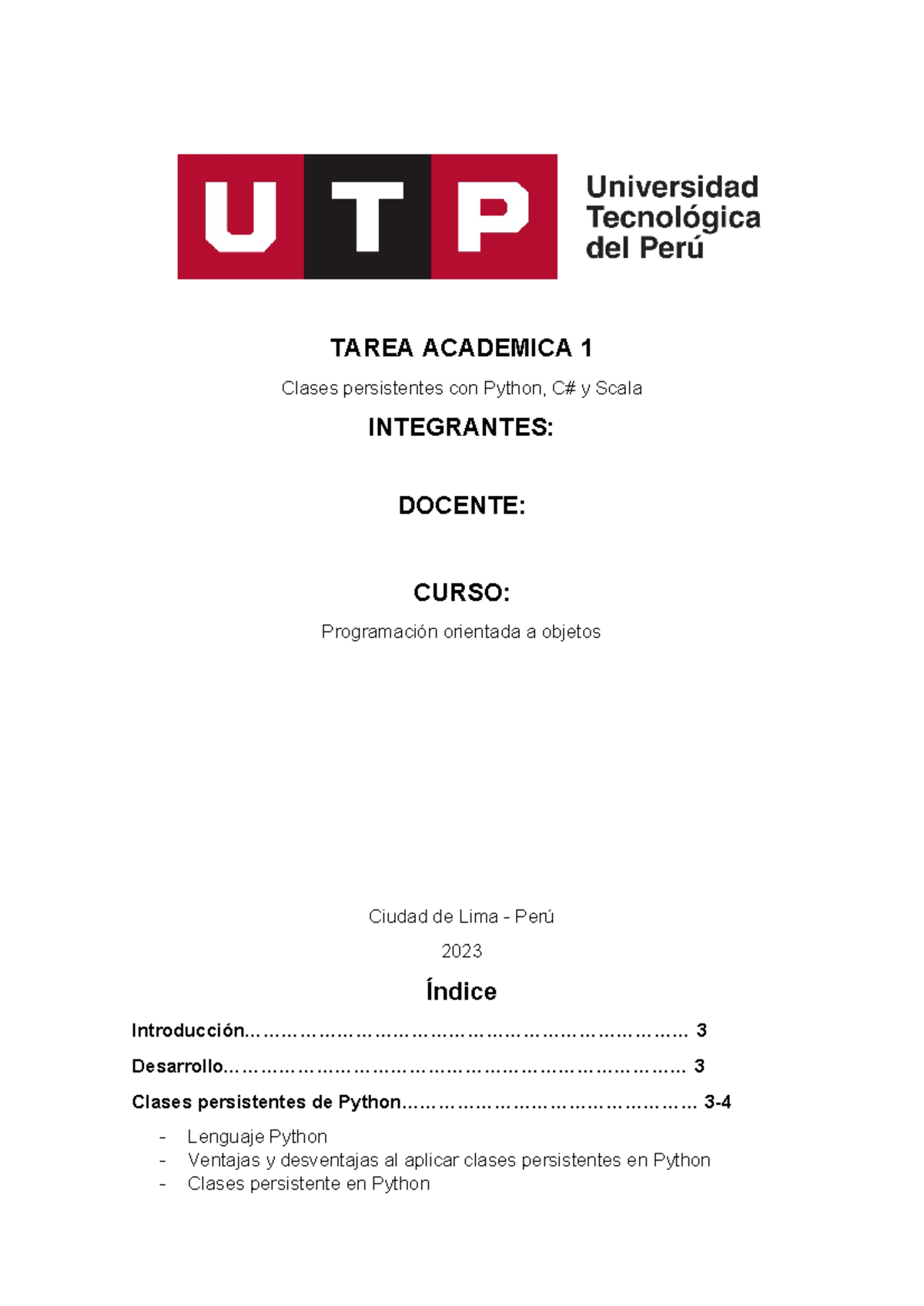 Tarea Academica 1-1 - espero te ayude - TAREA ACADEMICA 1 Clases ...