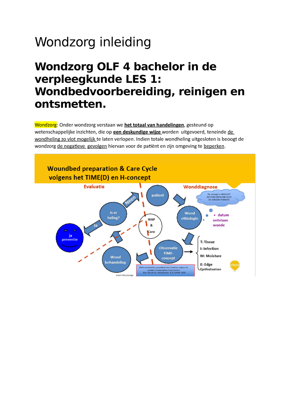 Wondzorg Les 1 - Oppp - Wondzorg Inleiding Wondzorg OLF 4 Bachelor In ...