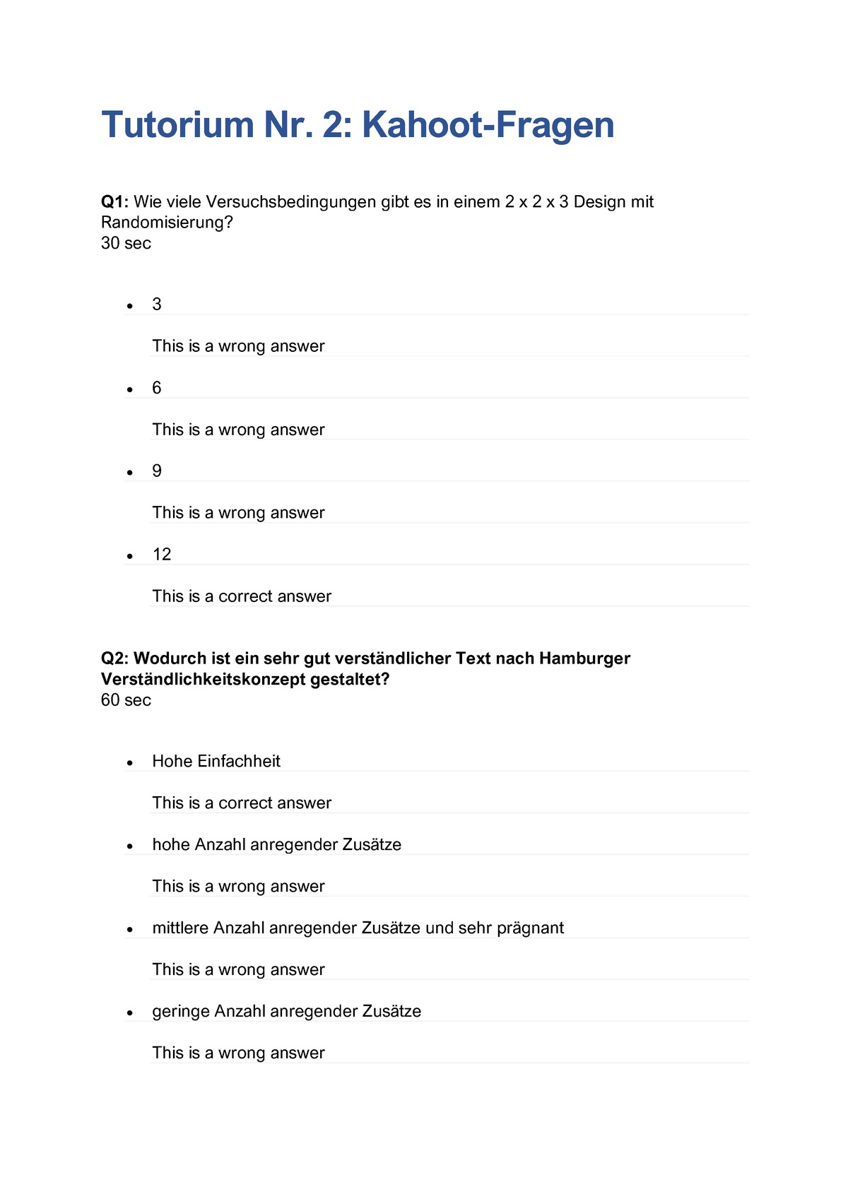 Klausurfragen Mit Lösungen - Tutorium Nr. 2: Kahoot-Fragen Q1 ...