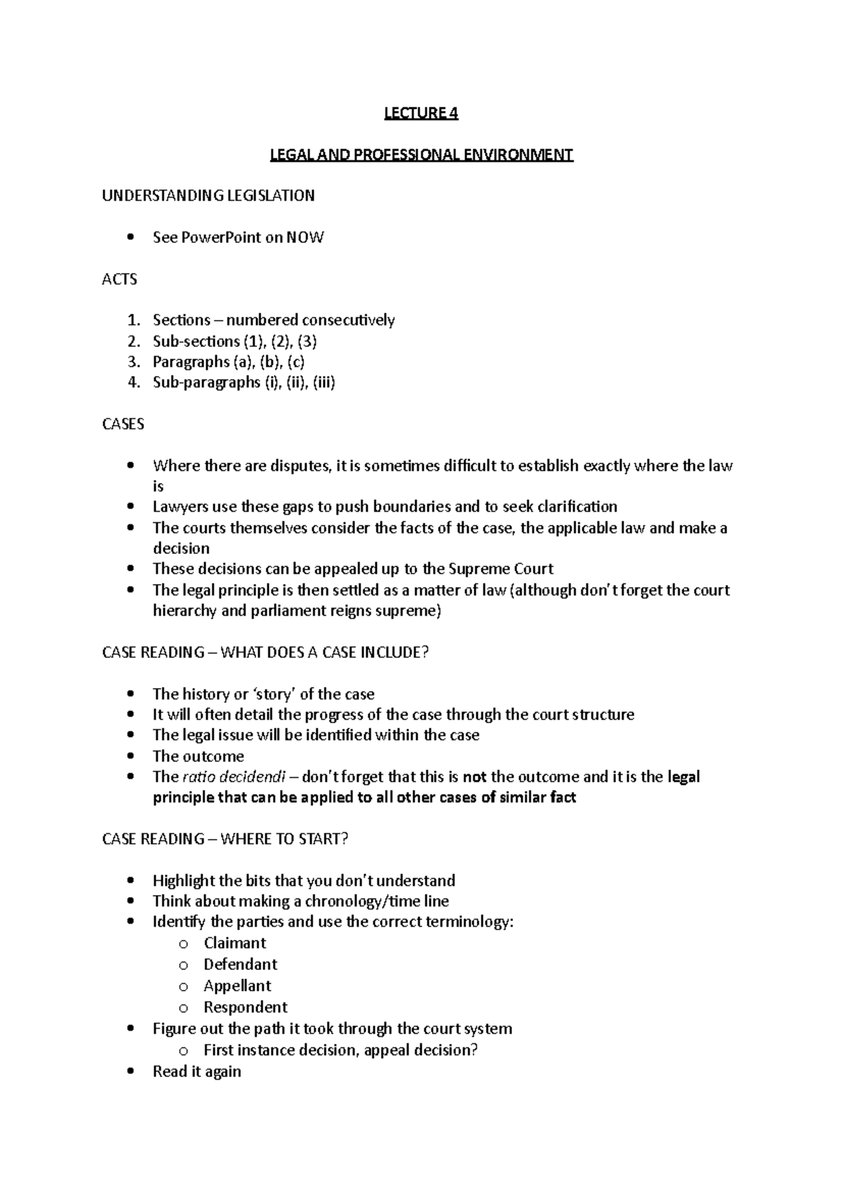 Lecture 4 - LECTURE 4 LEGAL AND PROFESSIONAL ENVIRONMENT UNDERSTANDING ...