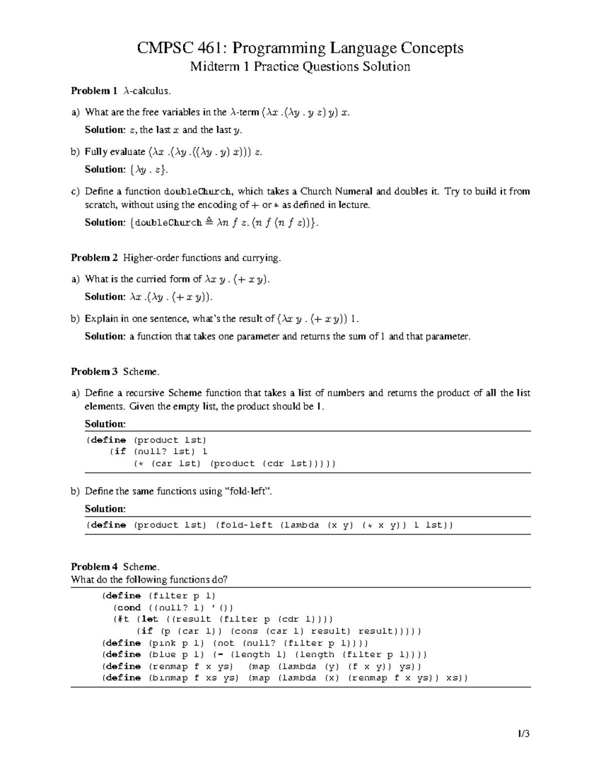 Practice 1 Sol 1 1 - Ntg - CMPSC 461: Programming Language Concepts ...