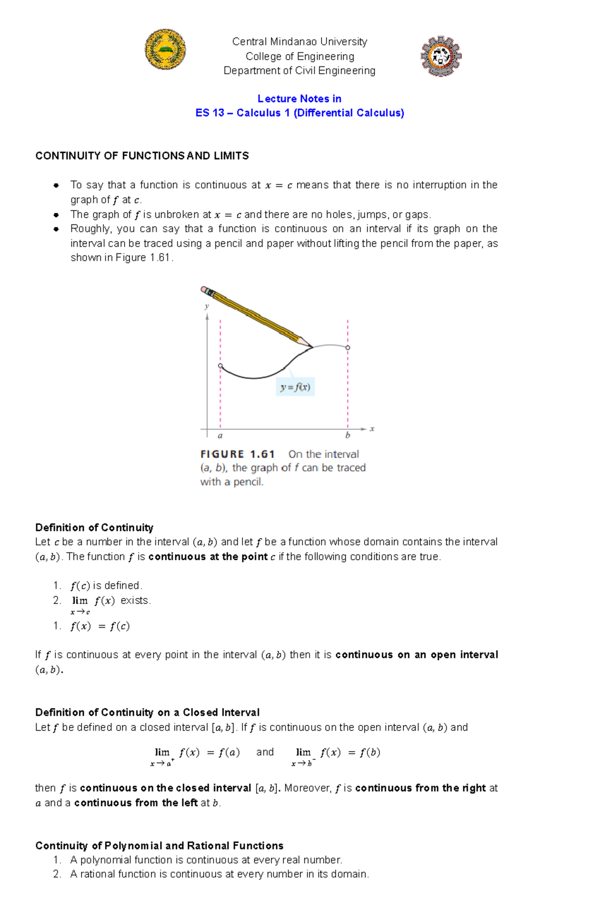 Calc 3 - calculus - Central Mindanao University College of Engineering ...