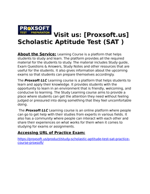 Scholastic Aptitude Test (SAT ) - Visit us: [Proxsoft] Scholastic Aptitude  Test (SAT ) About the - Studocu