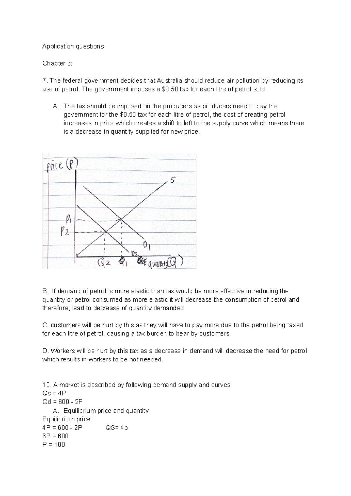 Application questions 5 - Application questions Chapter 6: 7. The ...