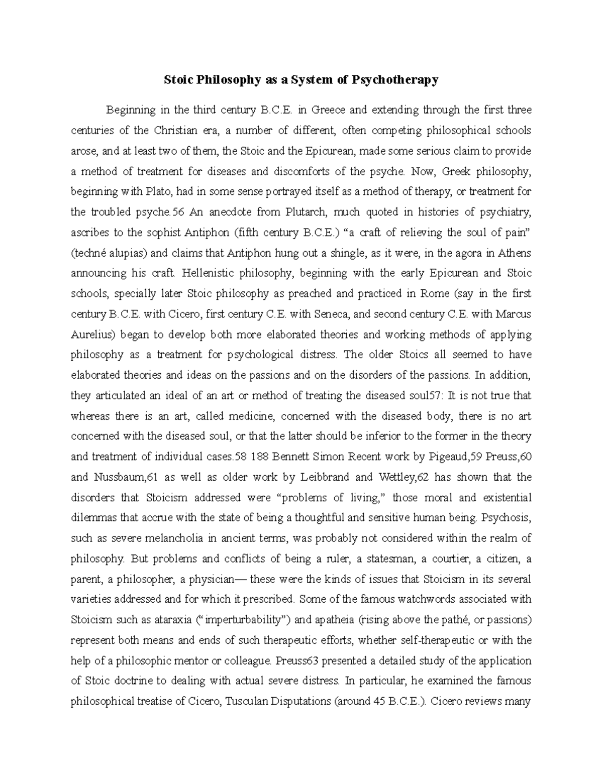 Stoic Philosophy as a System of Psychotherapy - Stoic Philosophy as a ...