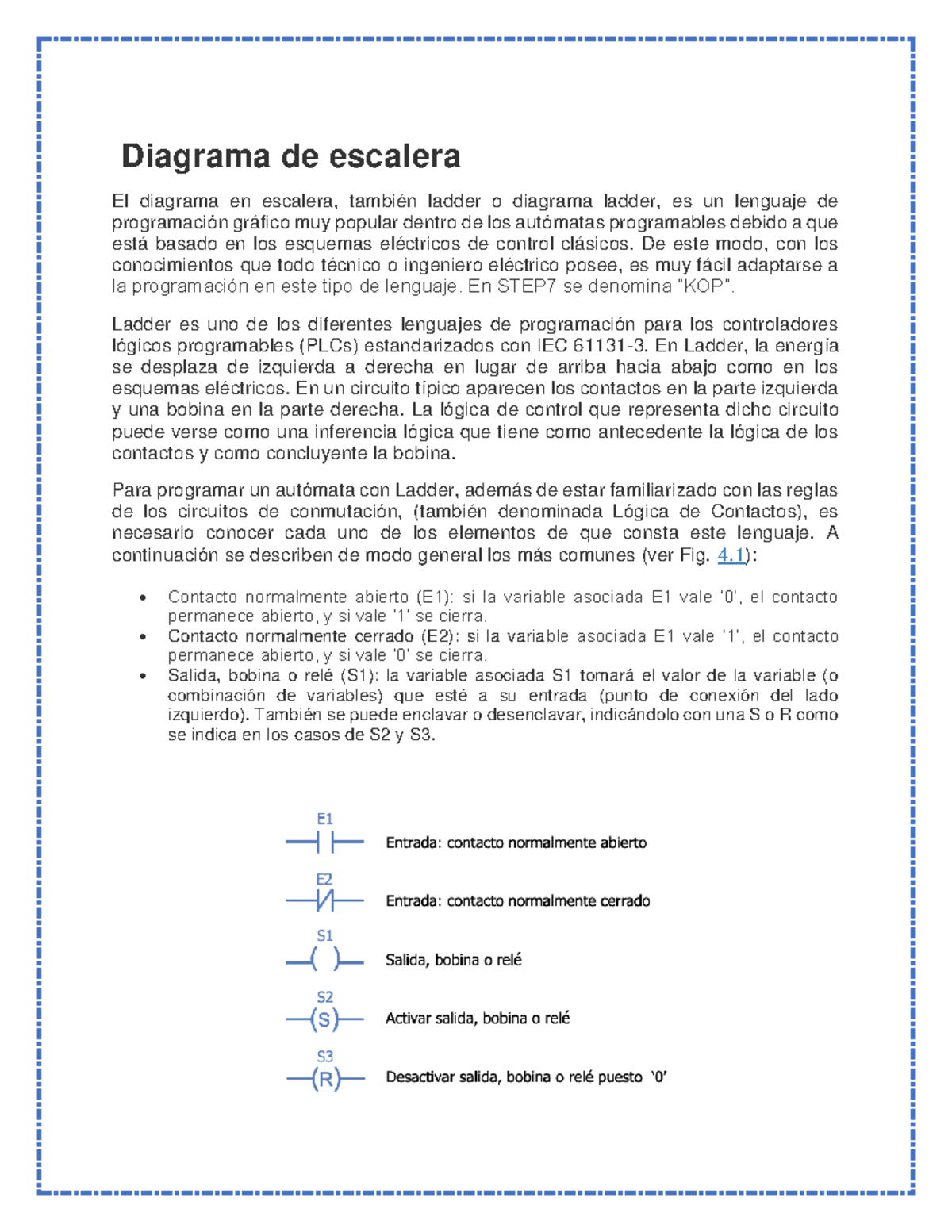 Automatizacion industrial parte 2 - Diagrama de escalera El diagrama en ...