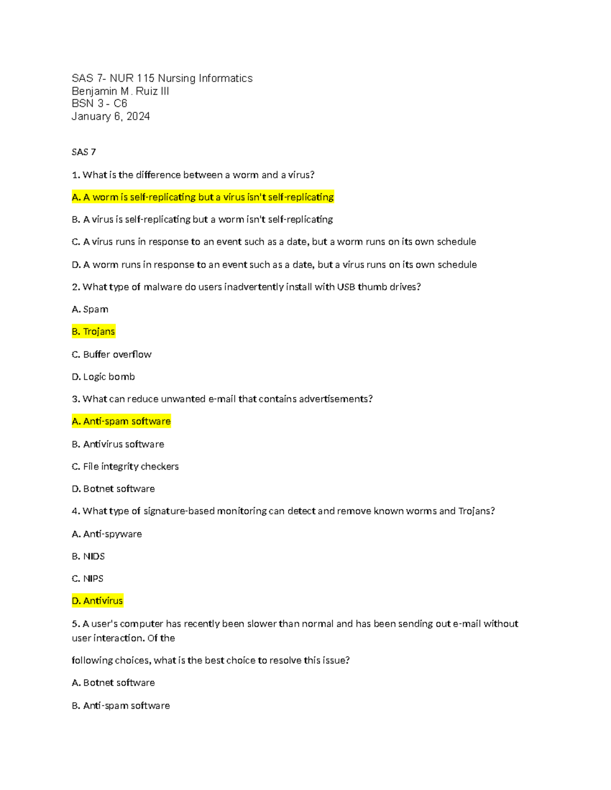 NUR 115 - SAS 7 RUIZ - Summary Community Health - SAS 7- NUR 115 ...